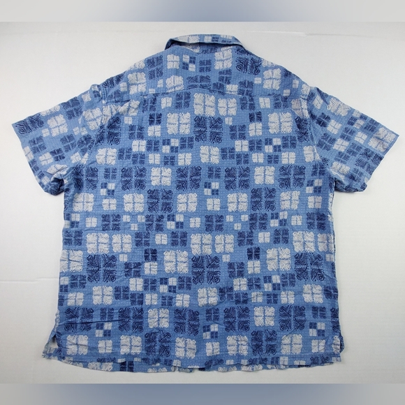 Nat Nast Shirt Mens Size XL Blue Geometric Hawaiian Silk Cotton Luxury Original - Picture 2 of 9